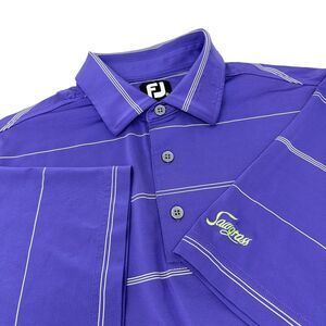 FOOTJOY FJ Purple White Striped Short Sleeve Golf Polo Sawgrass Medium‎